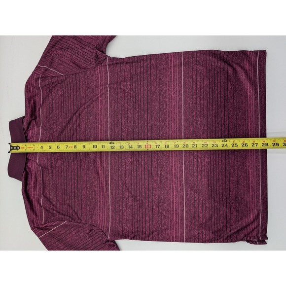 PG Tour Mens Medium Burgundy‎ Striped Golf Polo Shirt M - Picture 13 of 13